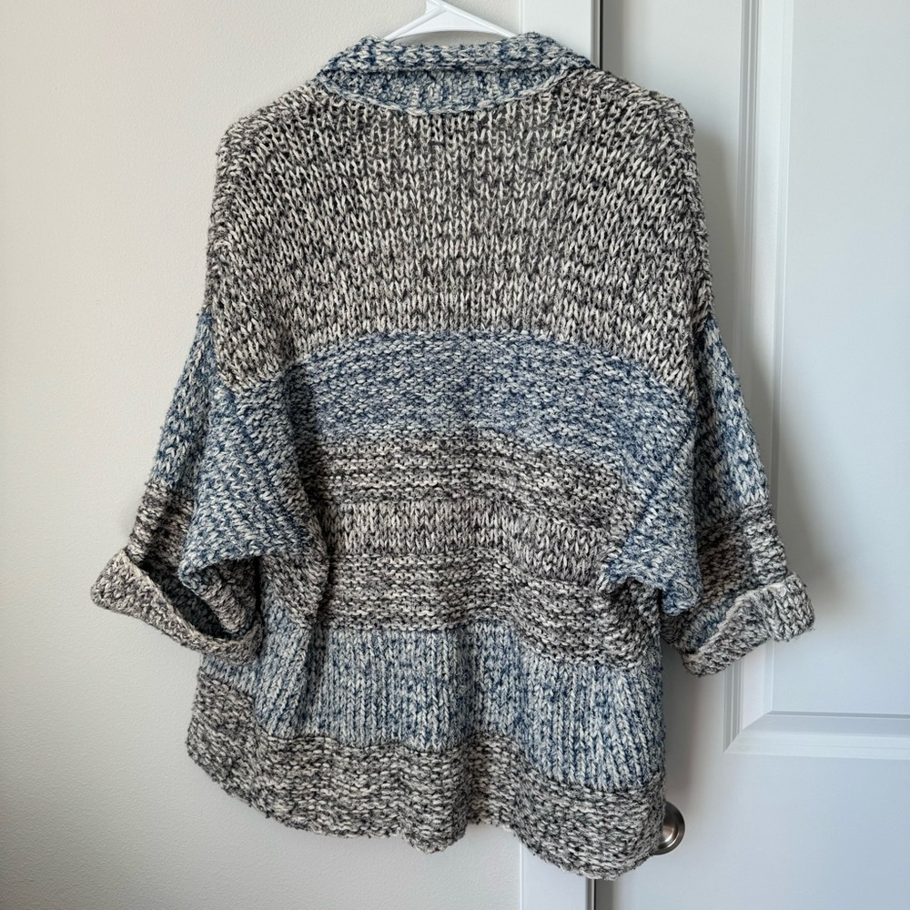 Vince Blue Gray Striped Oversized Cardigan Size XS/S Chunky Knit Fall Winter - Picture 9 of 15